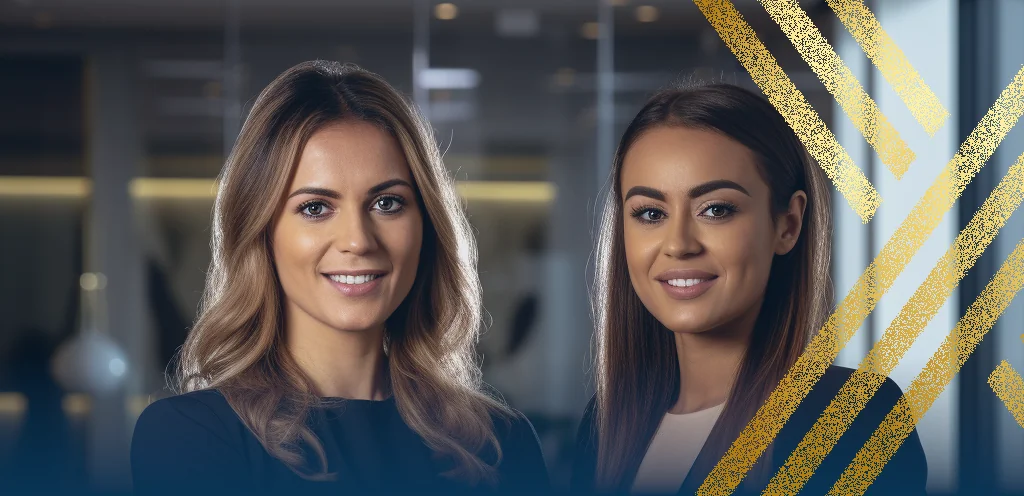 A photo of two Family Law Solicitors at Axis Solicitors explaining how clients can make a successful spouse visa applications for the UK in 2023.