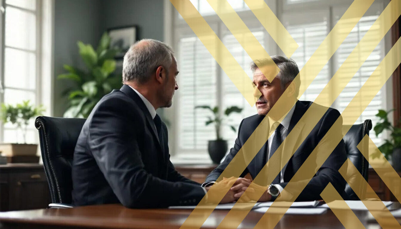 employer sitting in a lawyer's chamber, engaged in a discussion about immigration compliance duties for employers in the UK