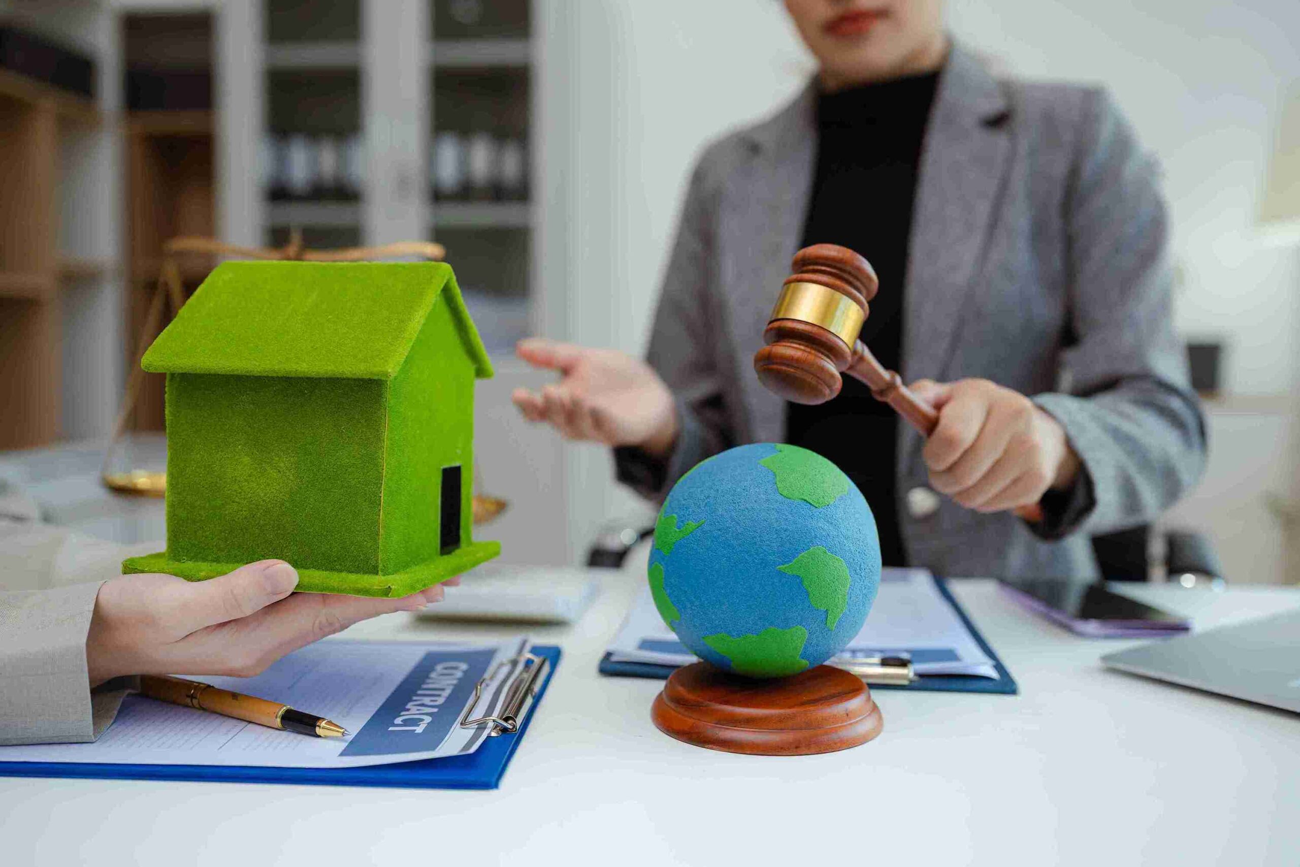 Image depicting the intersection of environmental law and the green economy, highlighting property dispute resolutions.